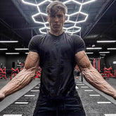Gymshark summer men's slim fit short sleeved sports slim fit casual plus size short sleeved casual elastic top shark