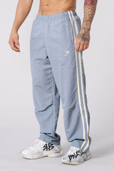 Gymshark Light Blue Track Pants with Cream Side Stripes
