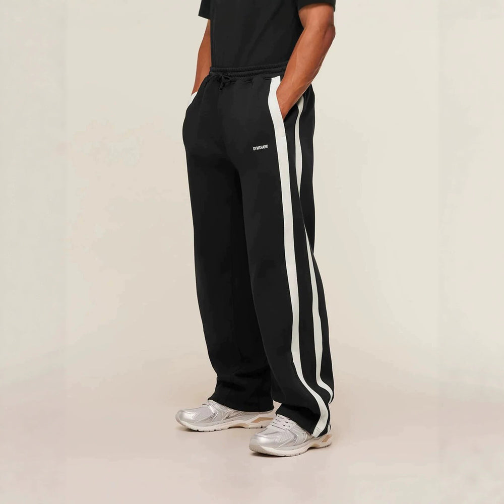 GYMSHARK Men's Sports Pants Double Strip Splicing Printed Casual Pants Gym Fitness Mid Waist Straight Leg Pants