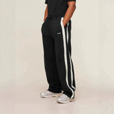 GYMSHARK Men's Sports Pants Double Strip Splicing Printed Casual Pants Gym Fitness Mid Waist Straight Leg Pants