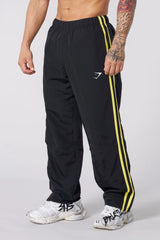 Gymshark Black Track Pants with Neon Yellow Side Stripes