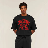 GYM Shark Fitness Short Sleeve Men's Loose Large Fashion Sports Retro Basic Letter Casual T-shirt Summer
