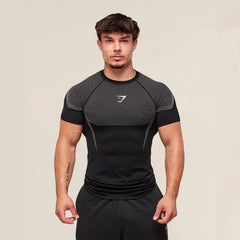 New Source Factory GYMSHARK Fitness Men's Running Speed Dry Breathable Tight Clothing Short Sleeve T-shirt Men's Muscle