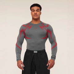 GYMSHARK seamless long sleeved T-shirt for men's sports, fitness, running, basketball training, quick drying bodysuit