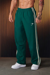 Gymshark Emerald Green Track Pants with White Side Stripes
