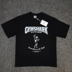 GYMs Shark American New Men's T-shirt Summer Men's Casual Loose Trendy Brand Cotton Short Sleeve Sport T