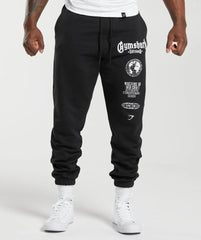 Gymshark Black Graphic Sweatpants with White Logo Print
