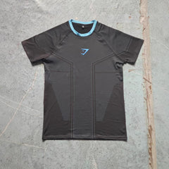 Gymshark summer men's slim fit short sleeved sports slim fit casual plus size short sleeved casual elastic top shark