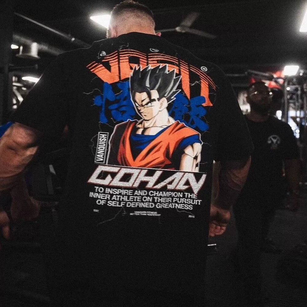 VQ collaboration Dragon Ball fitness suit loose short sleeved men's and women's sports American breathable running muscle cross-border T-shirt