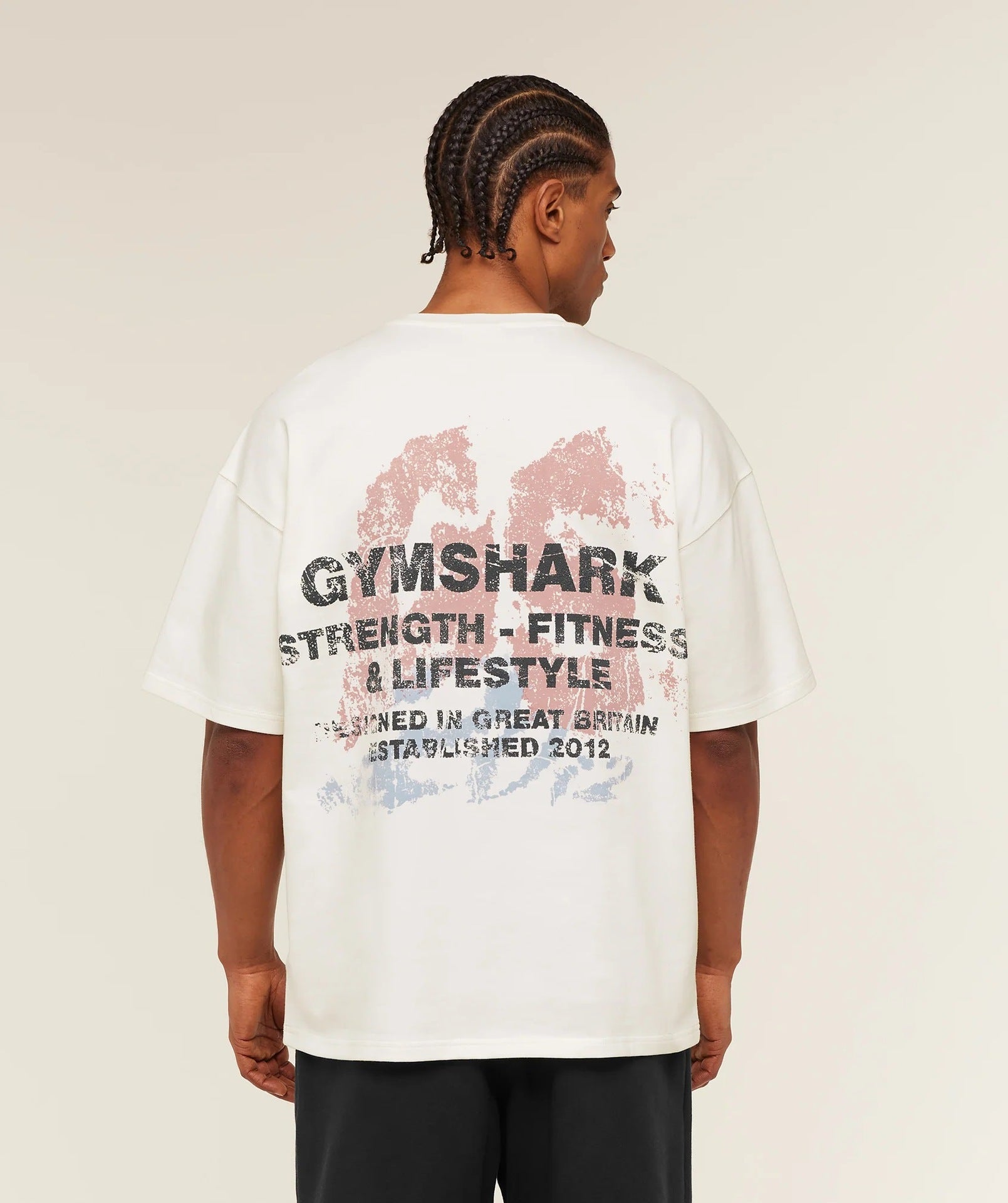 Gymshark muscle shark American trend fitness loose plus print men's short sleeved t-shirt