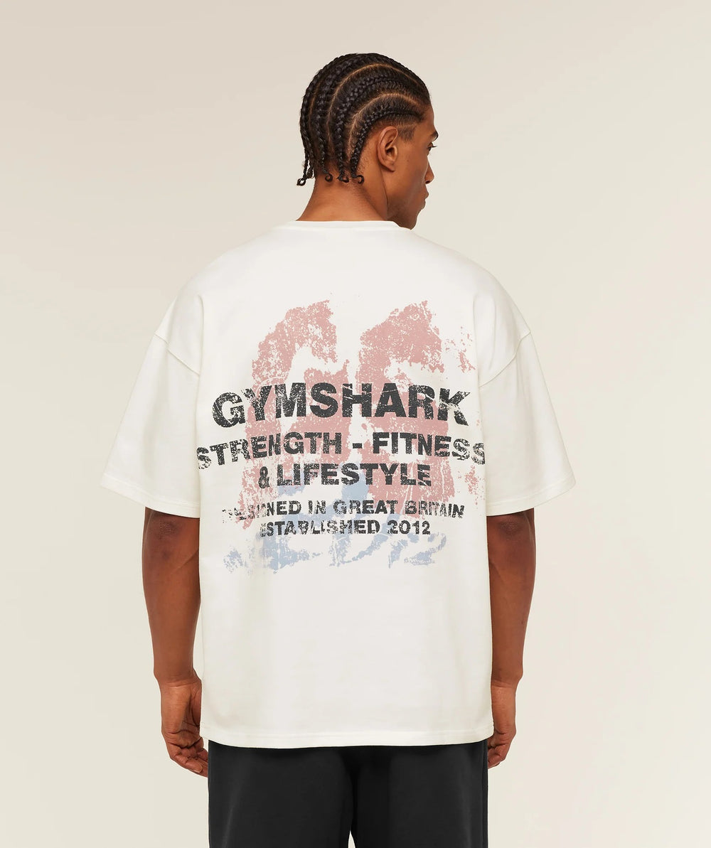 Gymshark muscle shark American trend fitness loose plus print men's short sleeved t-shirt