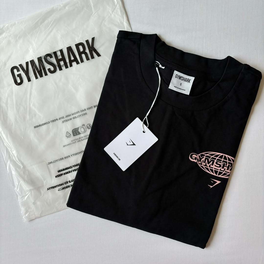 Cotton breathable fitness short sleeved heavyweight loose T-shirt Gymshark style sports casual top muscle shark