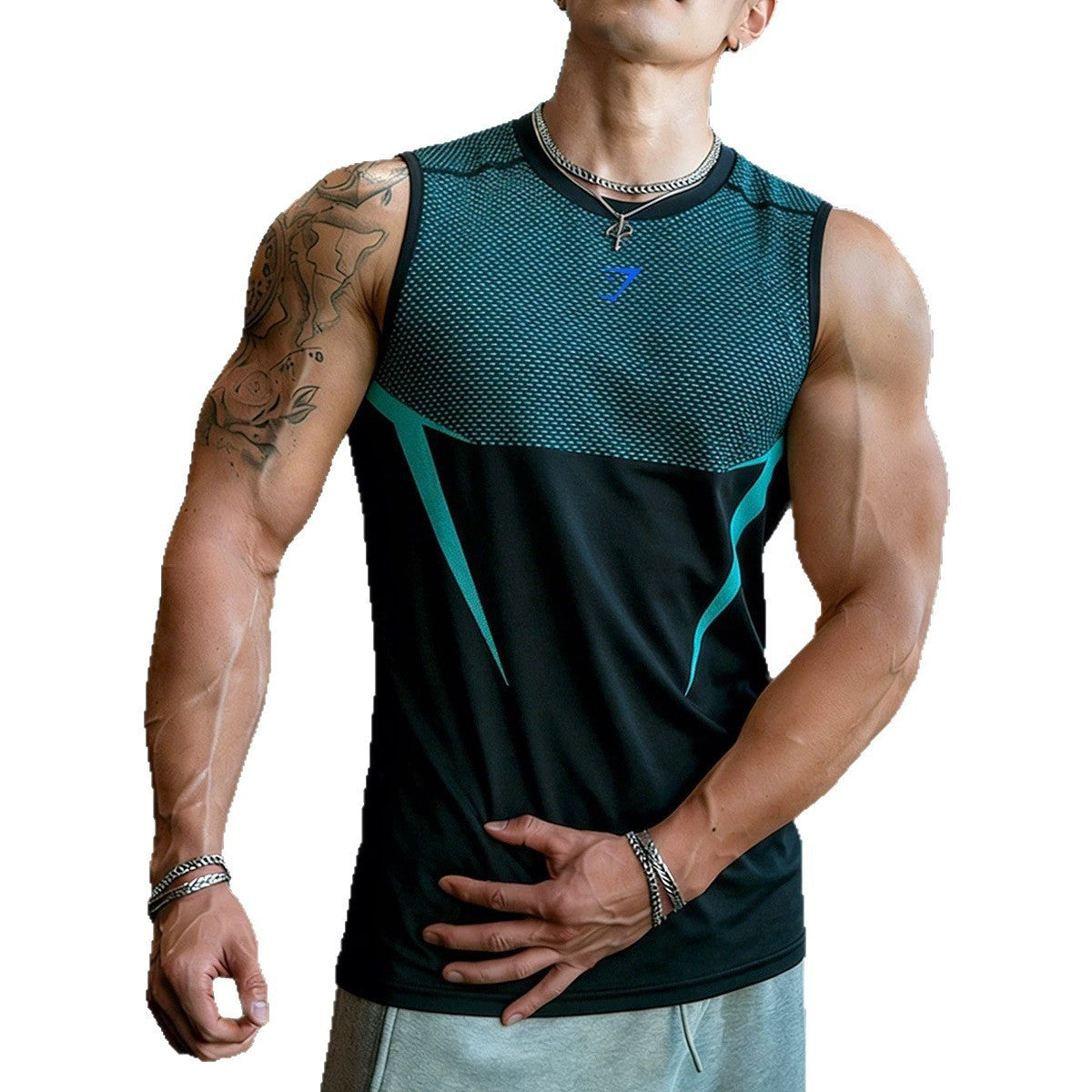 GYMashaRK Cross border Hot selling Fitness Tank Top for Men's Summer Stretch Quick drying T-shirt for Sports Training Sleeveless Top