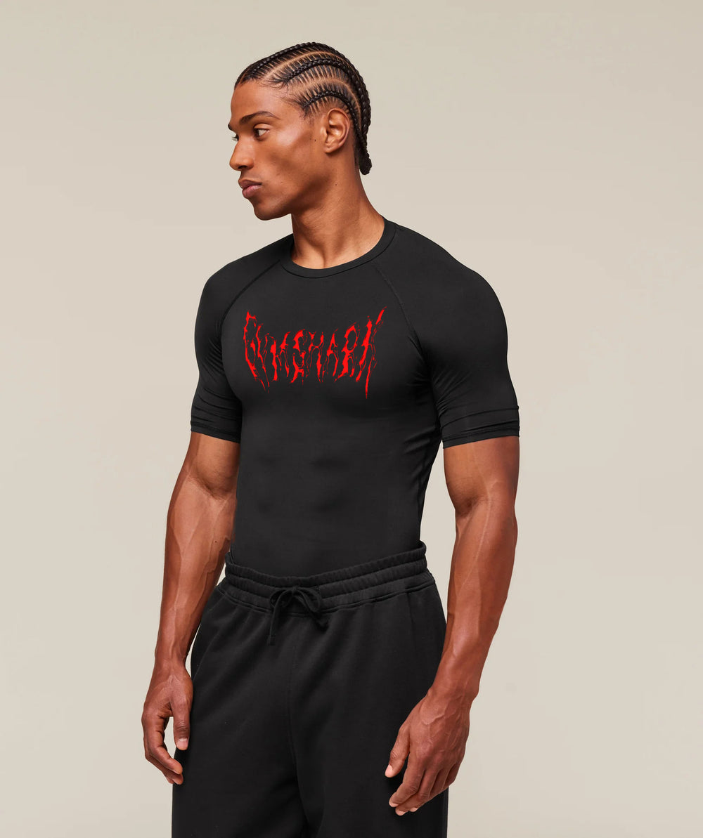 GYMSHARK Men's T-shirt Sports Fitness Fast Drying Breathable Elastic Compression Jacket Short Sleeve Outdoor Running Training Top
