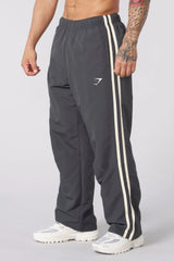 Gymshark Charcoal Grey Track Pants with Cream Side Stripes