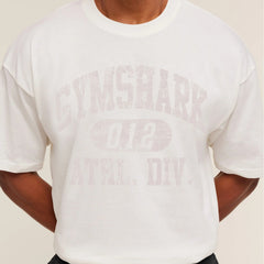 GYM Shark Fitness Short Sleeve Men's Loose Large Fashion Sports Retro Basic Letter Casual T-shirt Summer
