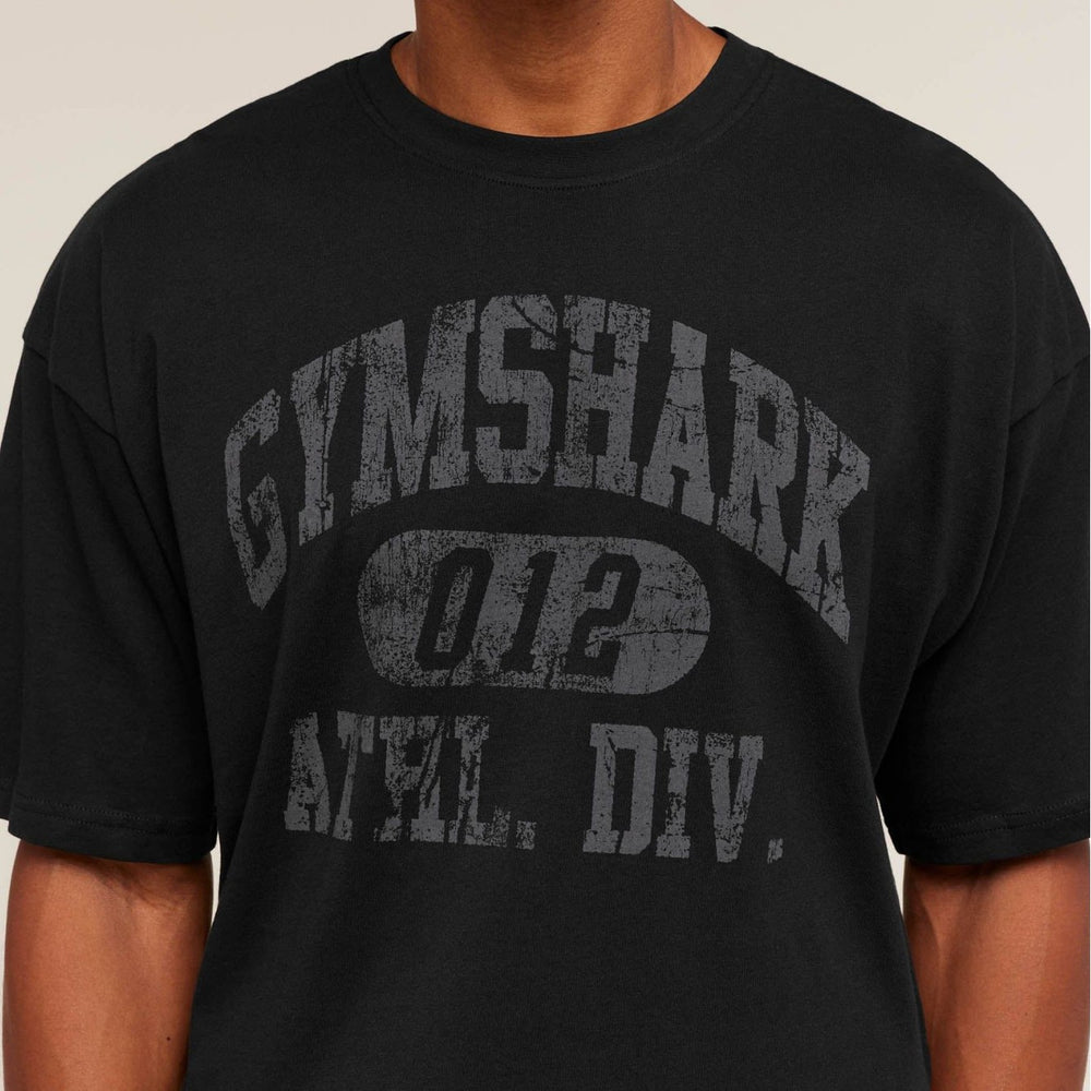 GYM Shark Fitness Short Sleeve Men's Loose Large Fashion Sports Retro Basic Letter Casual T-shirt Summer