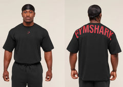GYMSHARK men's oversized T-shirt for summer outdoor sports and fitness, cotton loose fit casual short sleeved top (3)