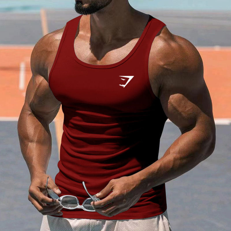 2025 European and American Summer Fitness Exercise Training Tank Top for Men, Amazon Solid Color Men's Wear, Thin I-shaped Tank Top for Men