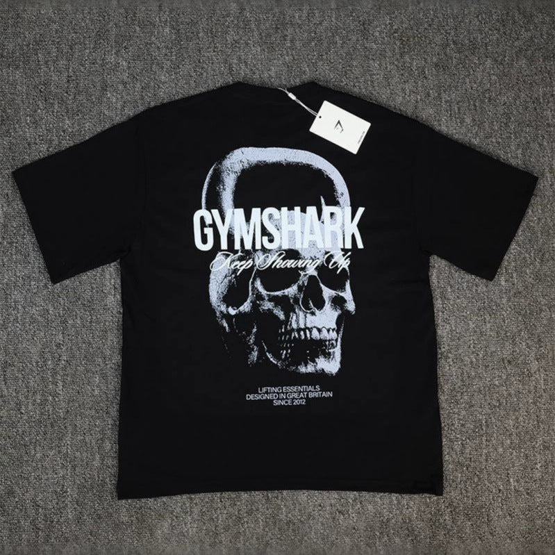 GYMs Shark American New Men's T-shirt Summer Men's Casual Loose Trendy Brand Cotton Short Sleeve Sport T