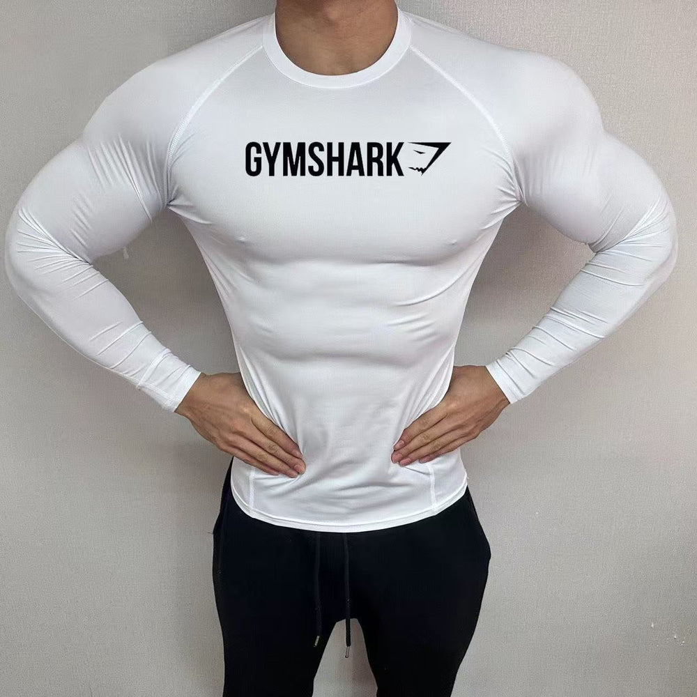 GYMSHRK American Summer New Men's Tight T-shirt Jogger Sports Fitness Running Training Speed Drying Short Sleeve
