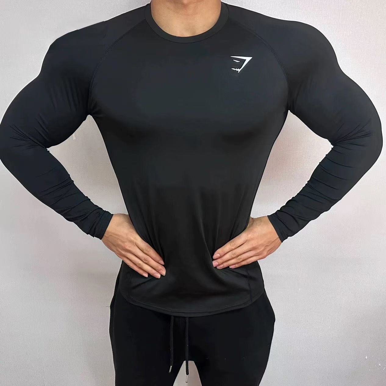 GYMSHRK American Summer New Men's Tight T-shirt Jogger Sports Fitness Running Training Speed Drying Short Sleeve