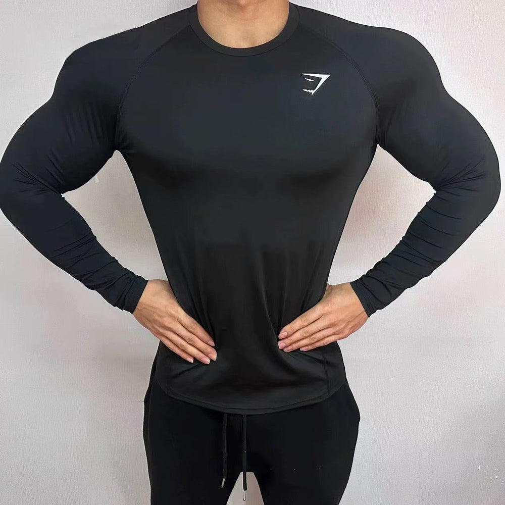 GYMSHRK American Summer New Men's Tight T-shirt Jogger Sports Fitness Running Training Speed Drying Short Sleeve