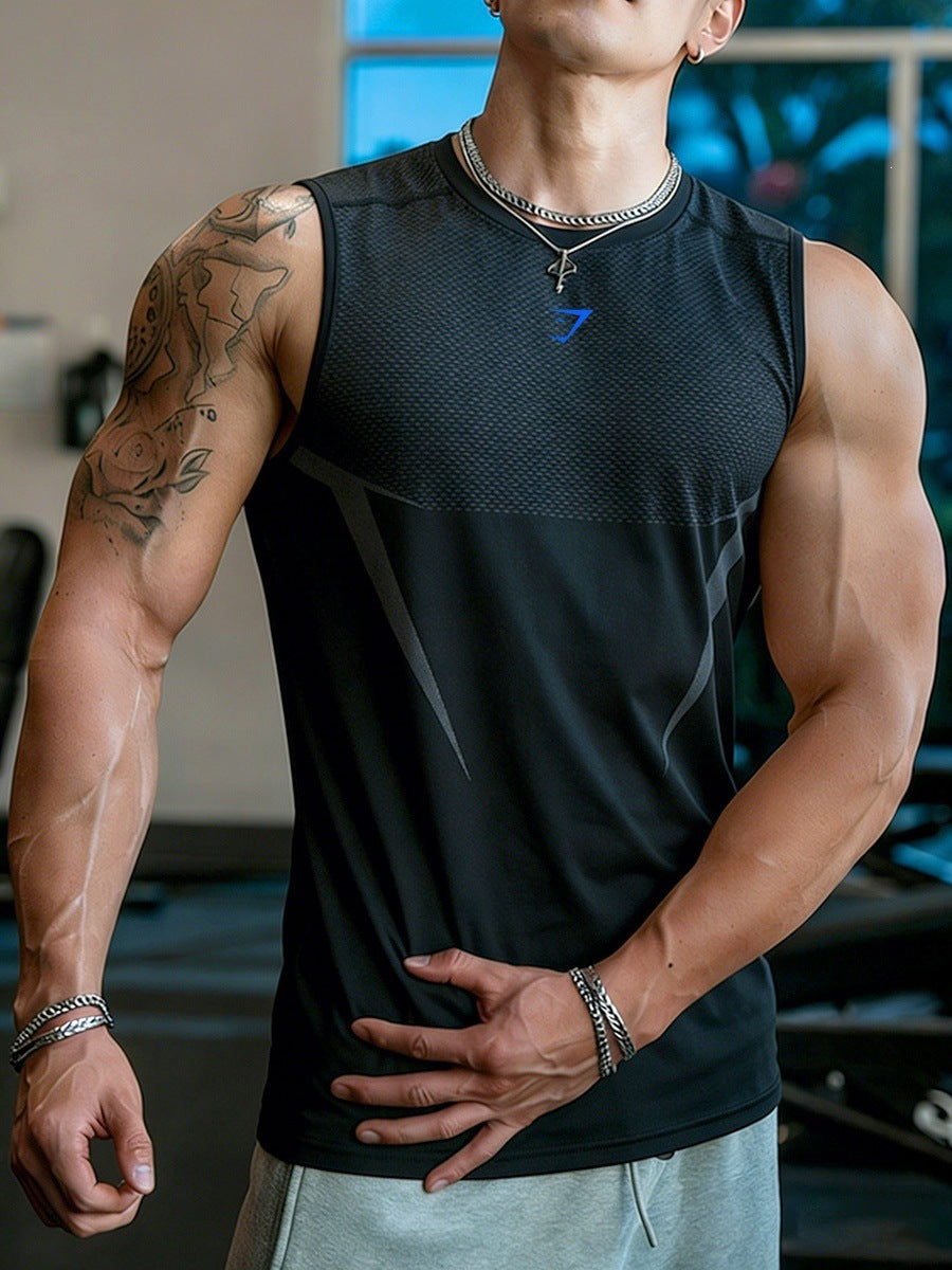 GYMashaRK Cross border Hot selling Fitness Tank Top for Men's Summer Stretch Quick drying T-shirt for Sports Training Sleeveless Top