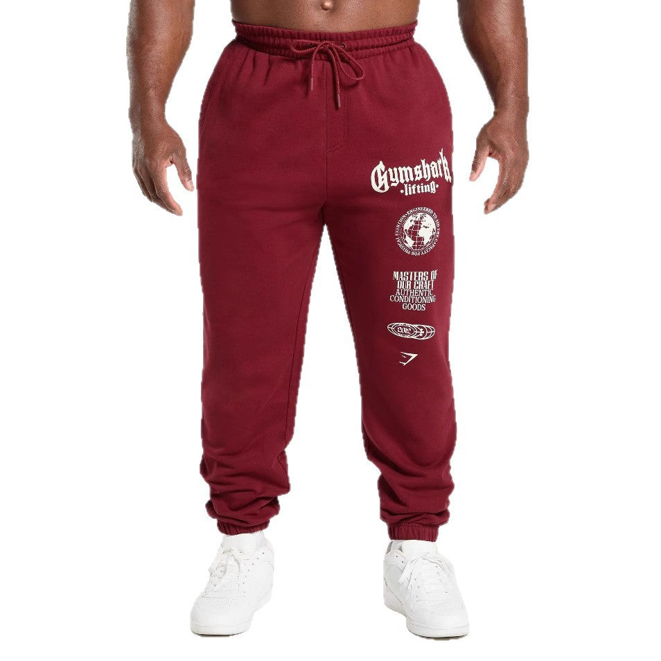 GYMSHARK Youth Sports Pants Leg Tights Loose fit Small Leg Casual Pants Cotton Printed Pants
