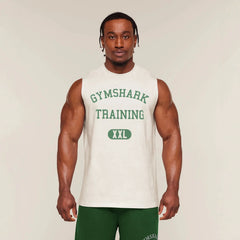 GYMSHARK Men's Short sleeved American Outdoor Sports Short Style T Spring/Summer Fashion Round Neck Formal Vest Fitness
