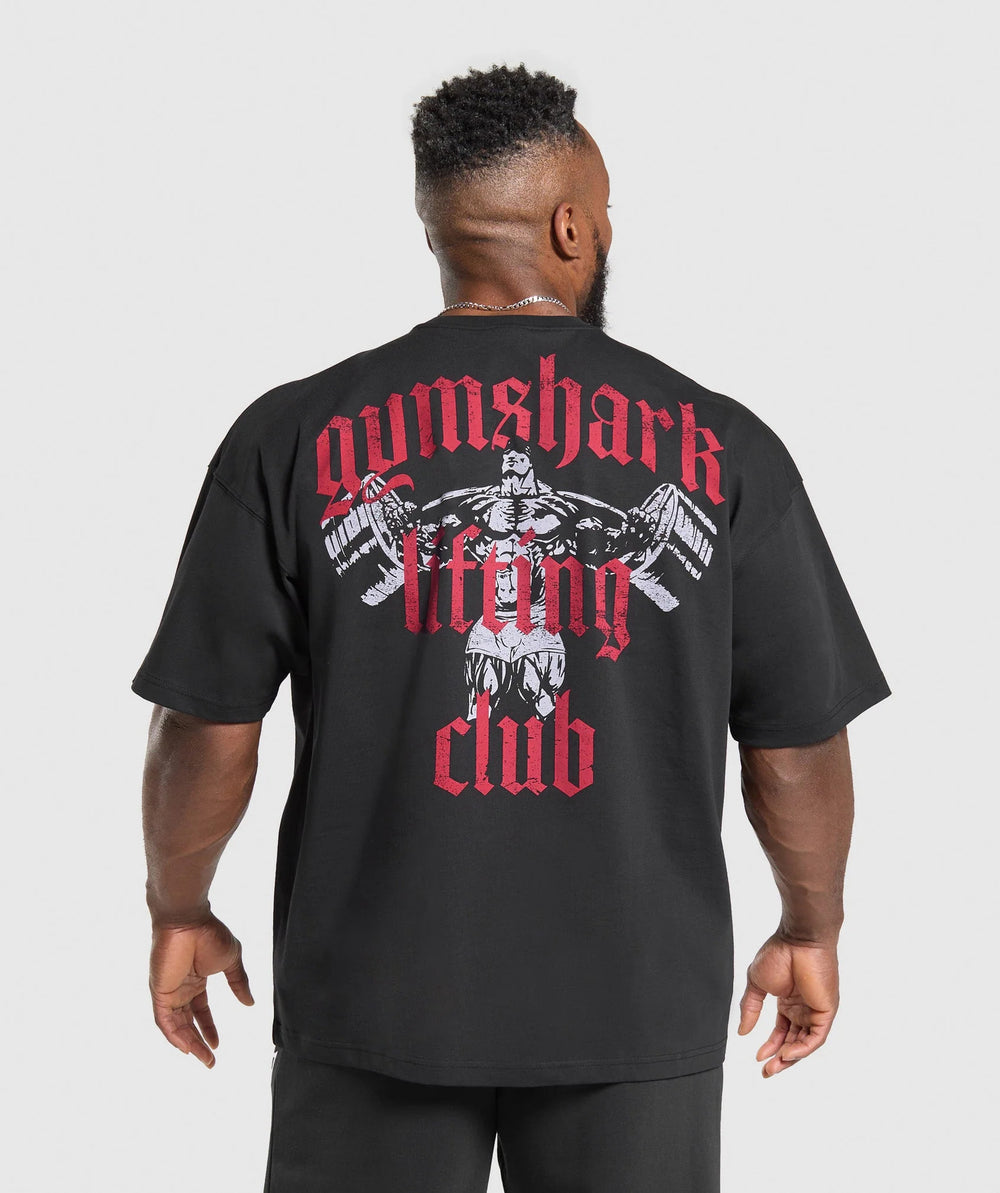 Cross border AliExpress Cross border US Muscle Shark T-shirt Street Fitness Gymnastics Summer Sports Fitness Short sleeved Men
