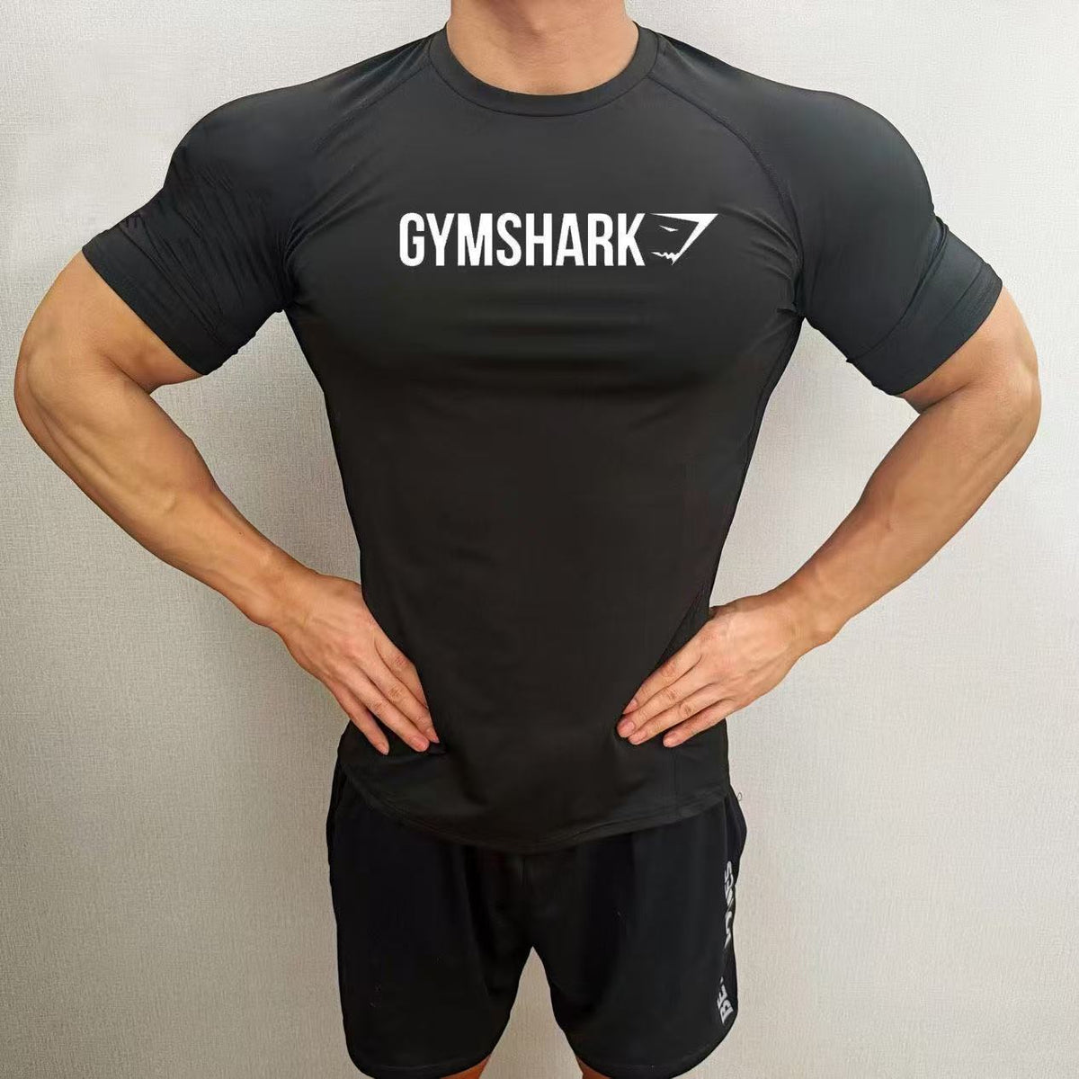 GYMSHRK American Summer New Men's Tight T-shirt Jogger Sports Fitness Running Training Speed Drying Short Sleeve