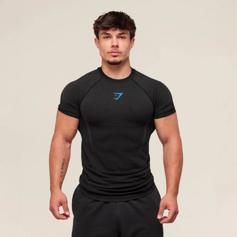 New Source Factory GYMSHARK Fitness Men's Running Speed Dry Breathable Tight Clothing Short Sleeve T-shirt Men's Muscle
