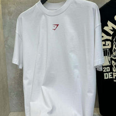 Cotton breathable fitness short sleeved heavyweight loose T-shirt Gymshark style sports casual top muscle shark