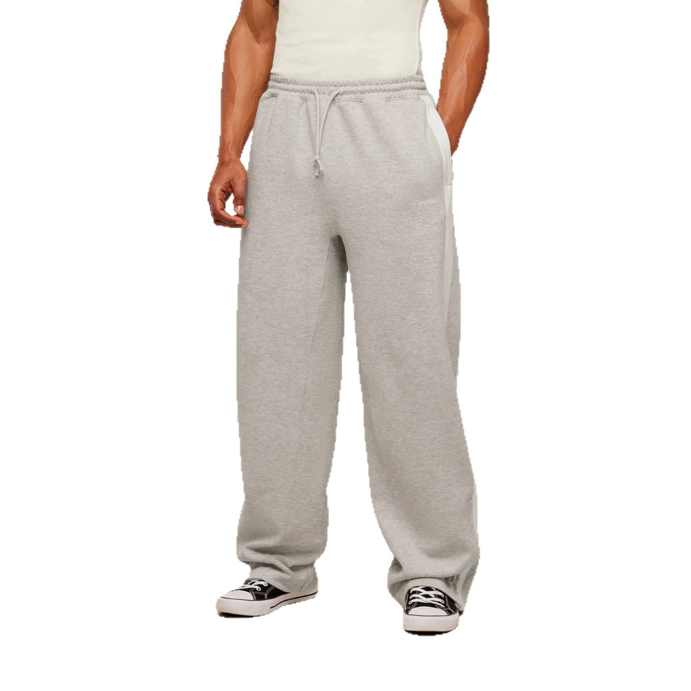 GYMSHARK Men's Sports Pants Double Strip Splicing Printed Casual Pants Gym Fitness Mid Waist Straight Leg Pants