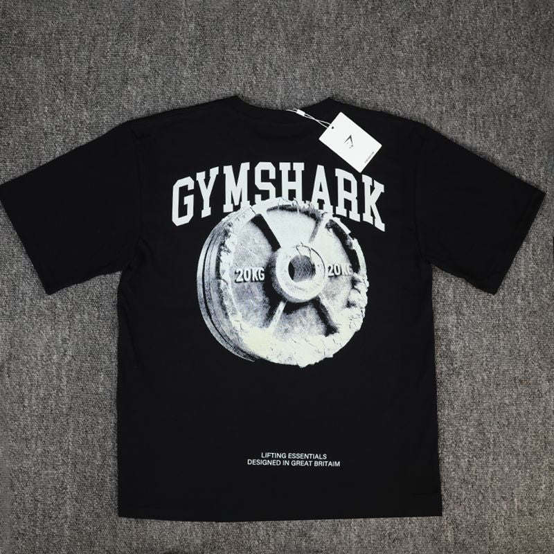 GYMs Shark American New Men's T-shirt Summer Men's Casual Loose Trendy Brand Cotton Short Sleeve Sport T