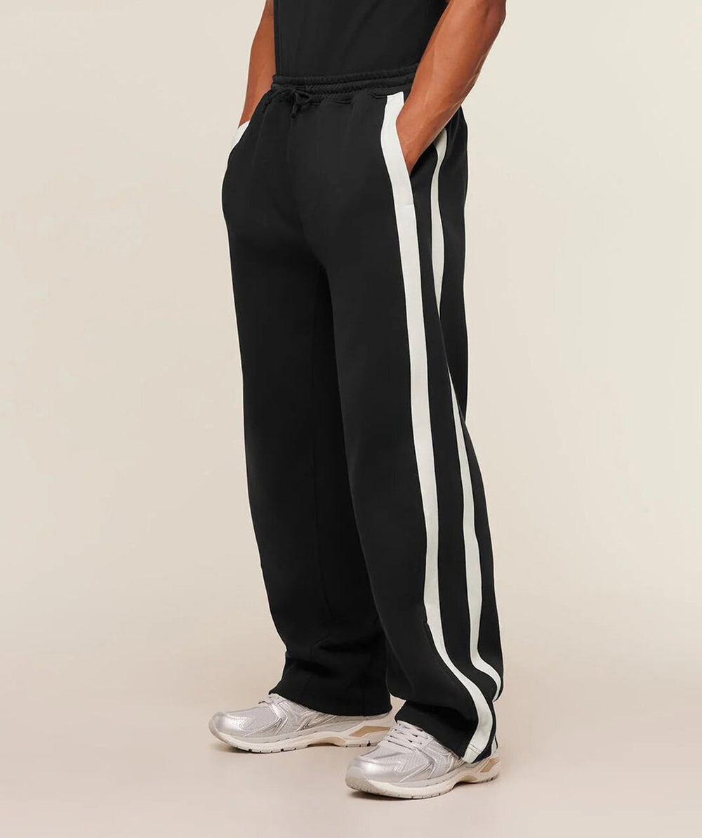 GYMSHARK Men's Sports Pants Double Strip Splicing Printed Casual Pants Gym Fitness Mid Waist Straight Leg Pants