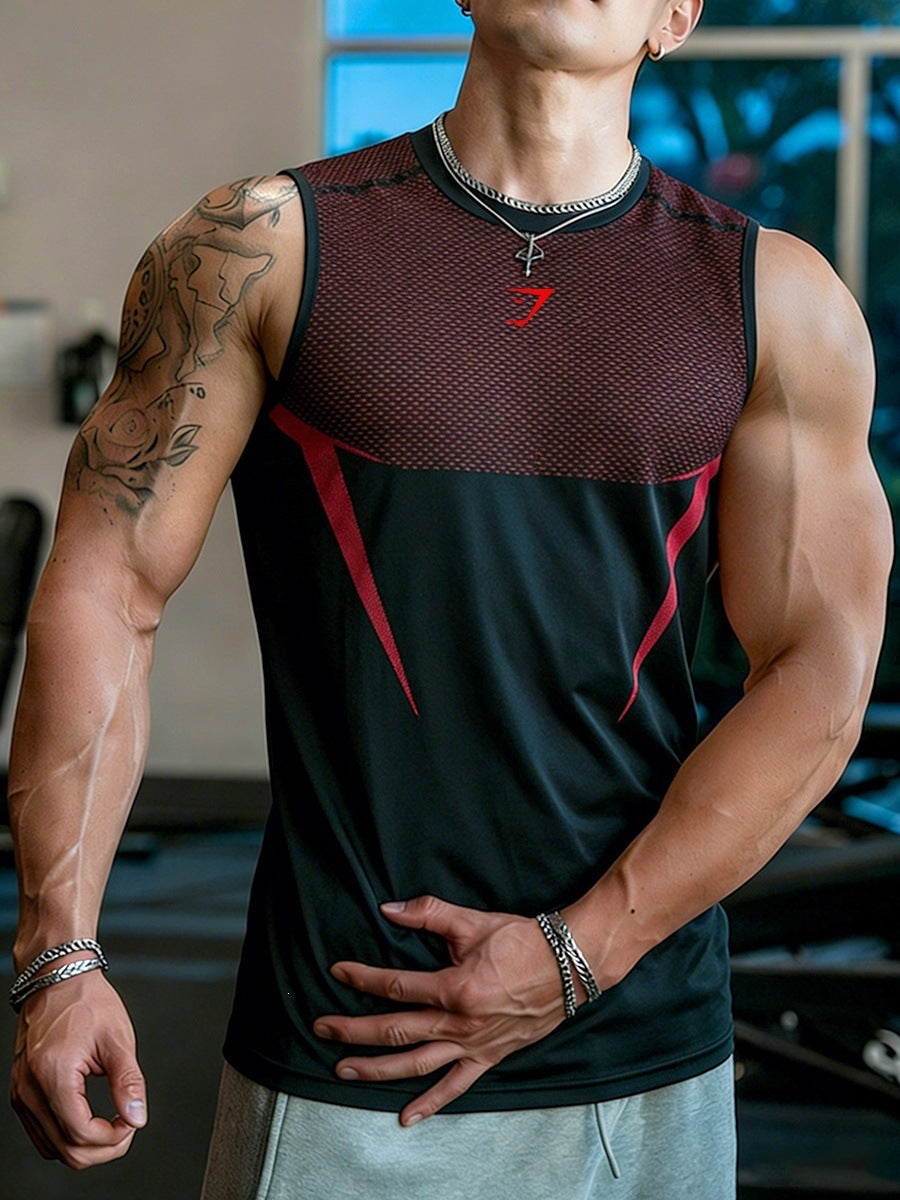 GYMashaRK Cross border Hot selling Fitness Tank Top for Men's Summer Stretch Quick drying T-shirt for Sports Training Sleeveless Top