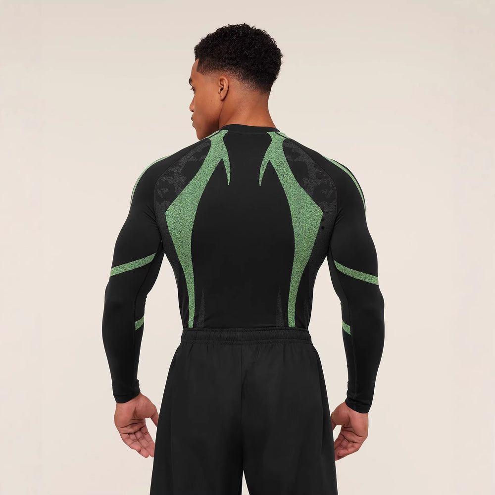 GYMSHARK seamless long sleeved T-shirt for men's sports, fitness, running, basketball training, quick drying bodysuit