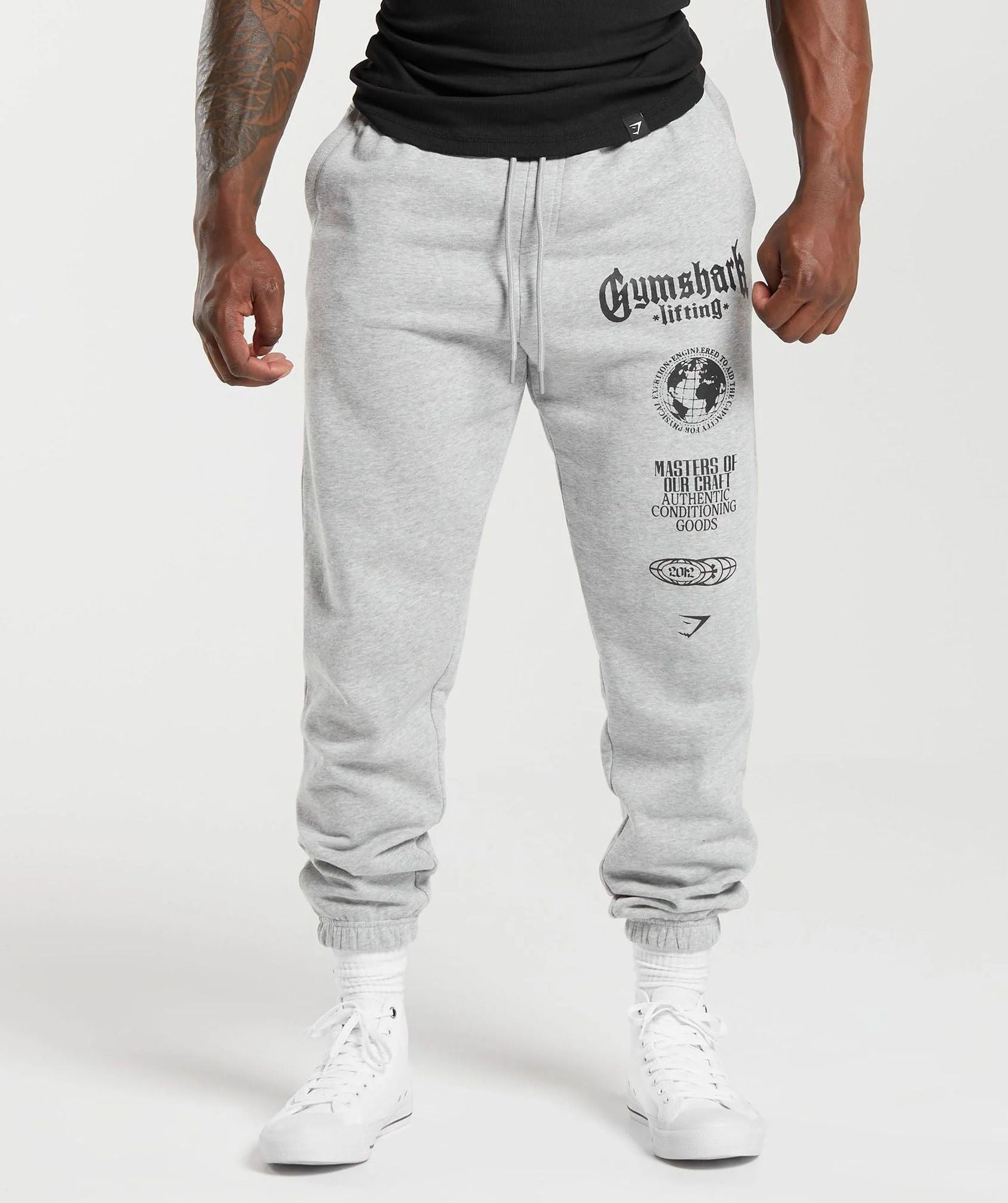 GYMSHARK Youth Sports Pants Leg Tights Loose fit Small Leg Casual Pants Cotton Printed Pants