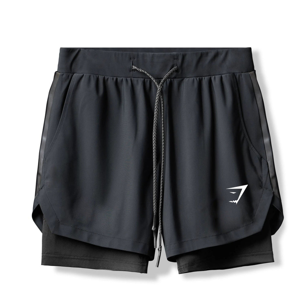GYMSHARK健身短裤男士夏季跑步运动双层弹力速干短裤外贸跨境批发