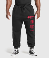 Gymshark Black Graphic Sweatpants with Red Logo Print