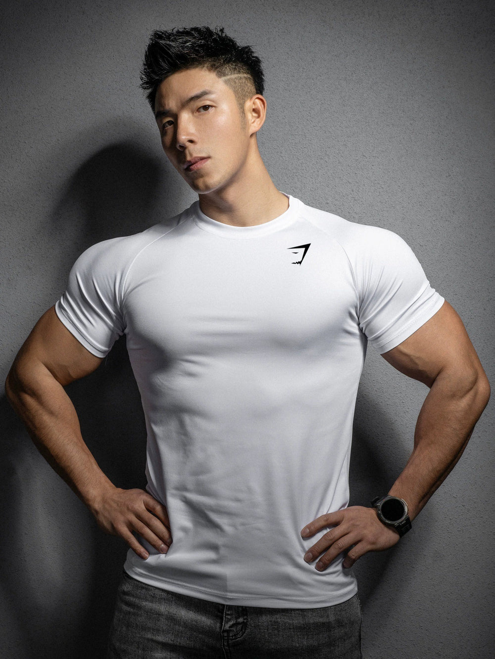 GYMSHARK Fitness Short Sleeve 2025 New Foreign Trade Muscle Sports Tight T-shirt Printed Elastic Quick Drying T-shirt