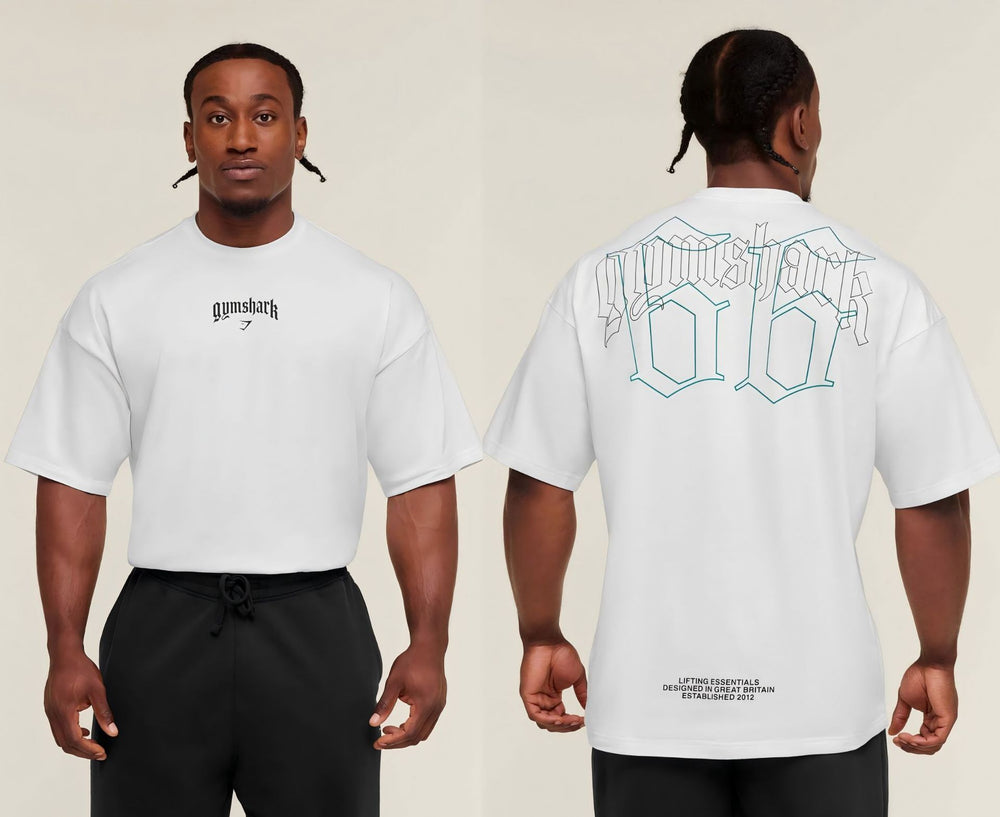 Cotton breathable fitness short sleeved heavyweight loose T-shirt Gymshark style sports casual top muscle shark