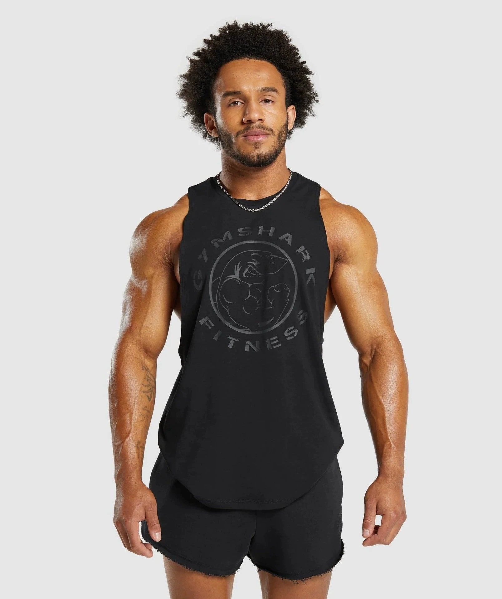 Gymshark short sleeved sports and leisure oversized fitness suit shark pure cotton breathable vest for both men and women