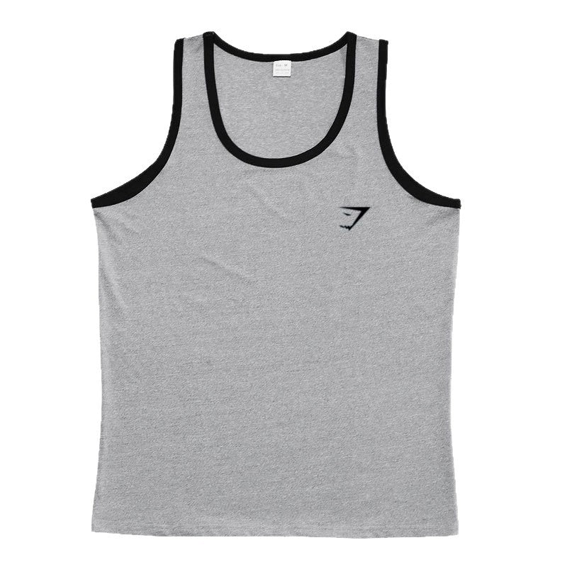 2025 Cross border European Summer New Men's Fitness Tank Top Sports Running Training Printed Slimming Trendy Brand Men's Wear