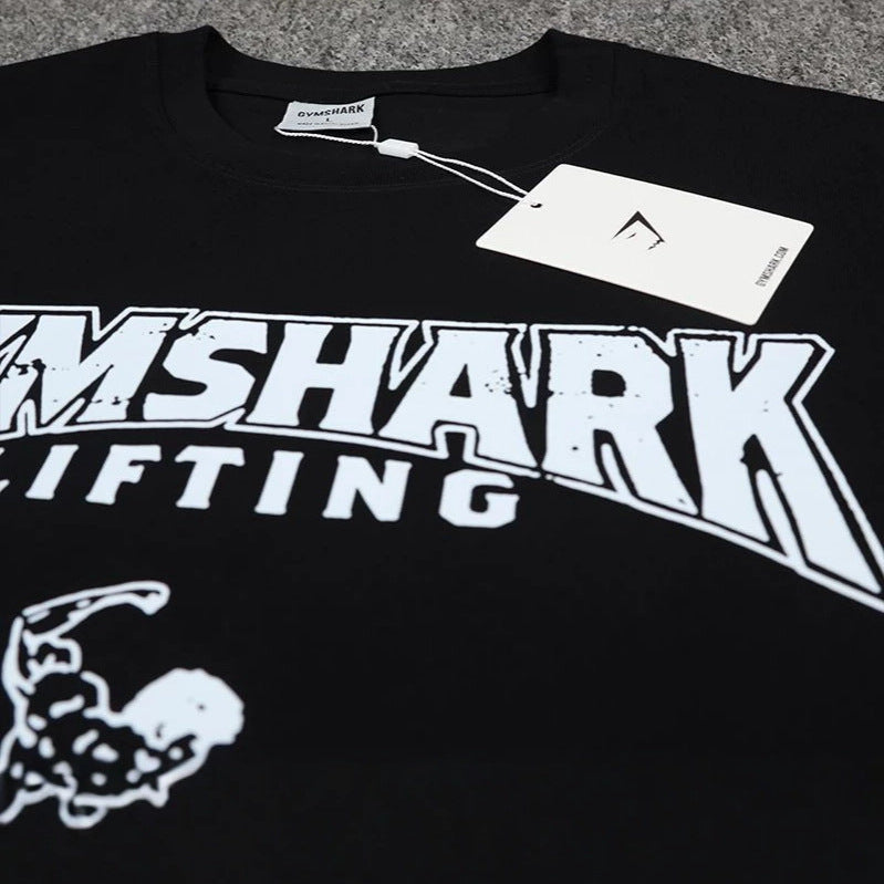 GYMs Shark American New Men's T-shirt Summer Men's Casual Loose Trendy Brand Cotton Short Sleeve Sport T
