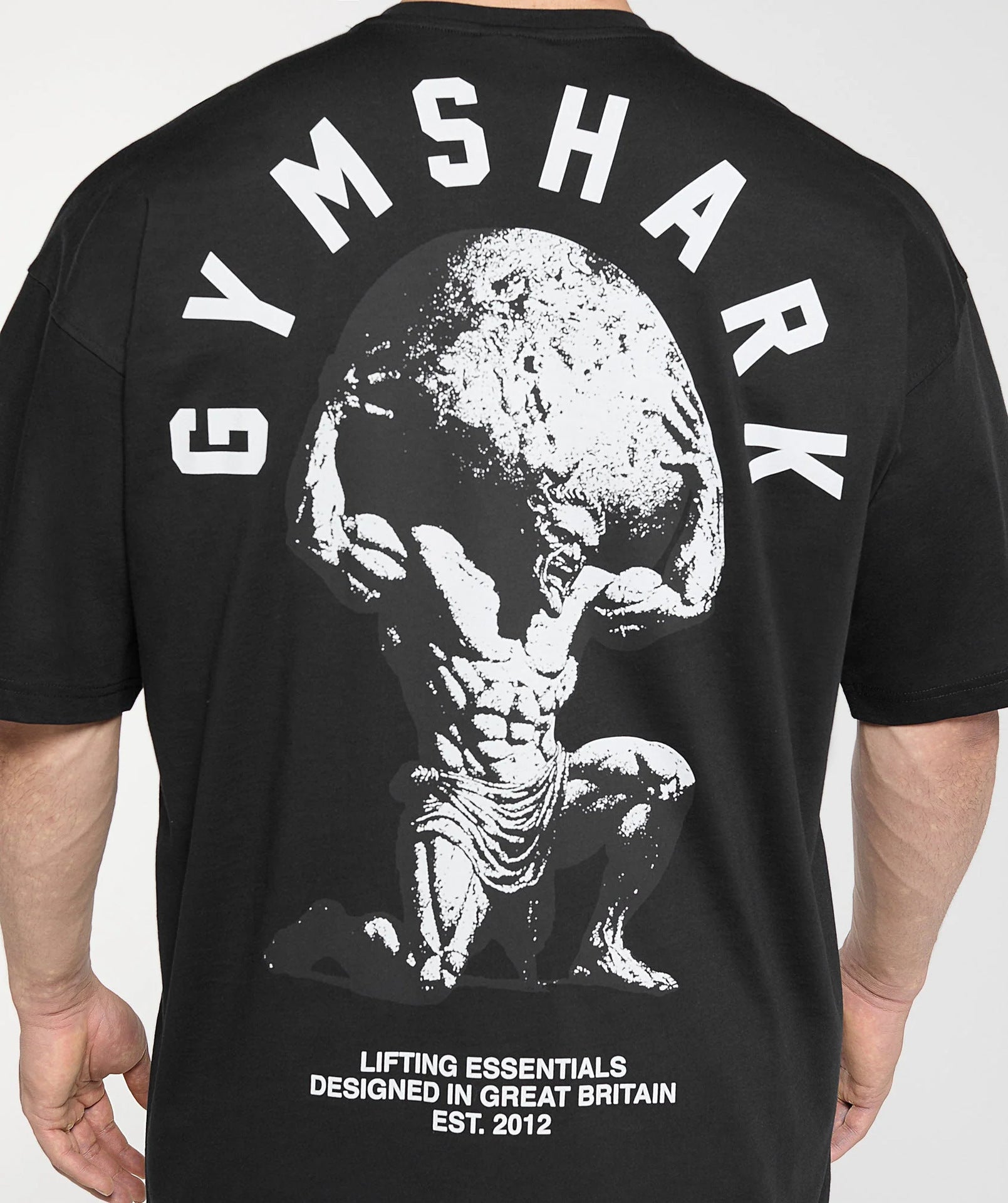 Cross border AliExpress Cross border US Muscle Shark T-shirt Street Fitness Gymnastics Summer Sports Fitness Short sleeved Men