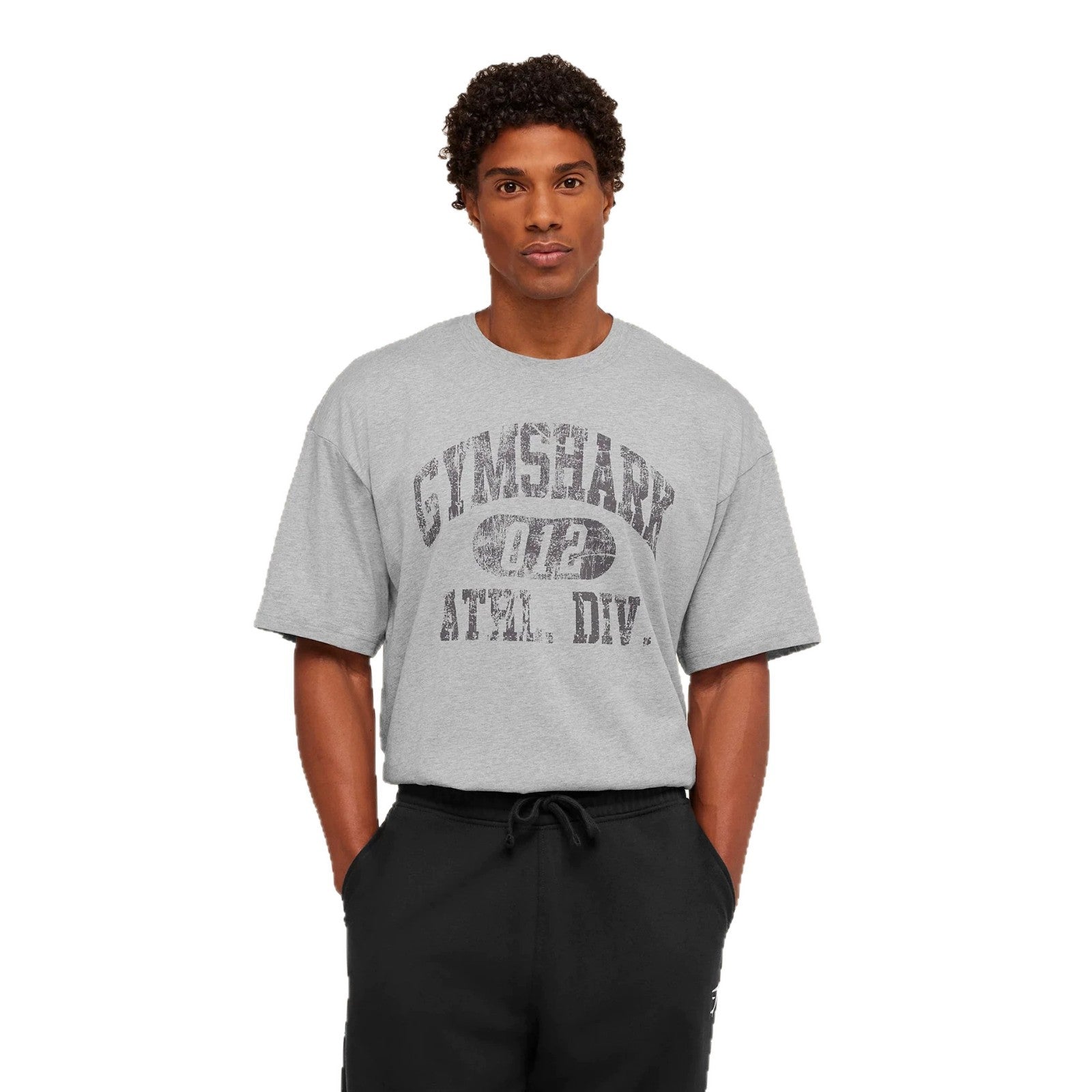 GYM Shark Fitness Short Sleeve Men's Loose Large Fashion Sports Retro Basic Letter Casual T-shirt Summer