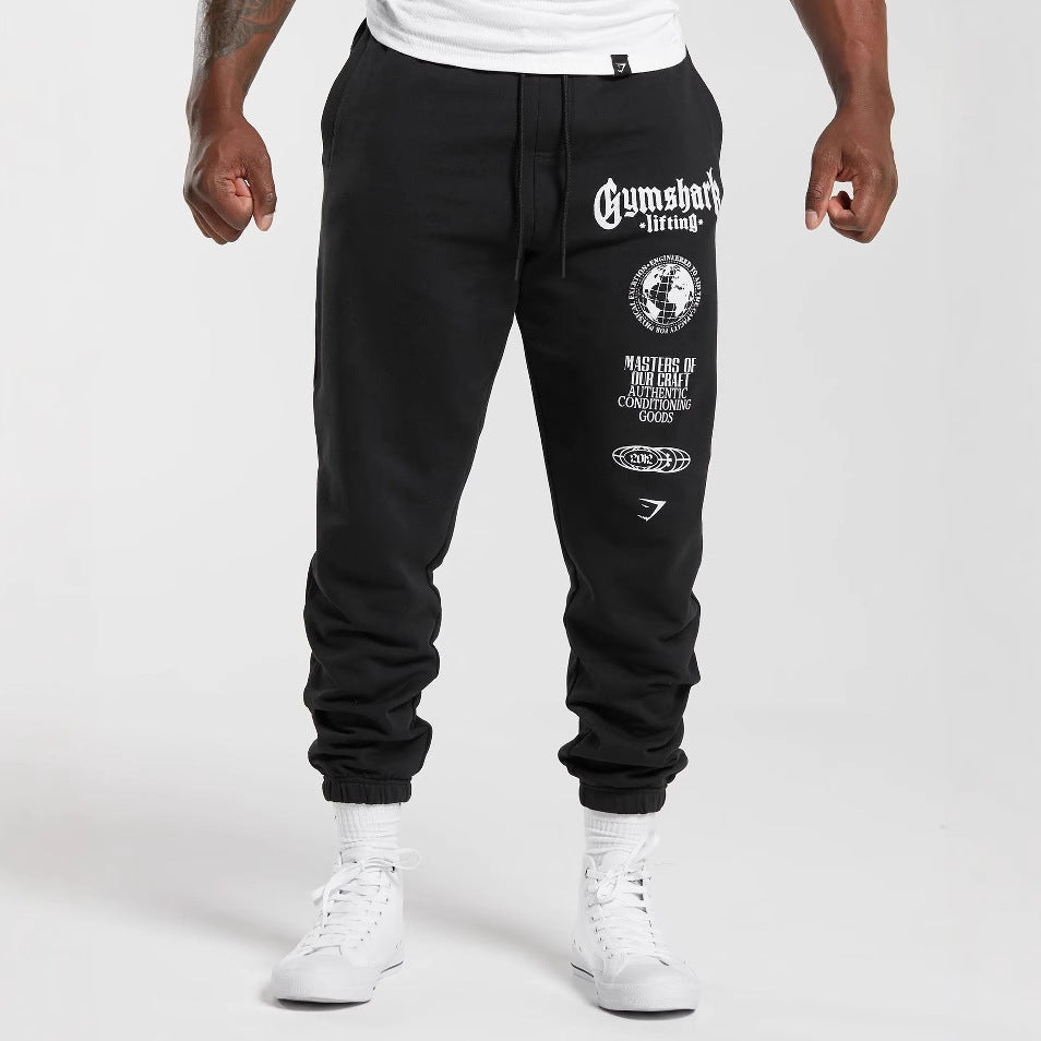 GYMSHARK Youth Sports Pants Leg Tights Loose fit Small Leg Casual Pants Cotton Printed Pants